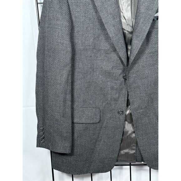 Vtg Haggar Houndstooth Blazer Jacket Mens 40R Gray Wool Blend Eclectic Grandpa - Picture 4 of 14